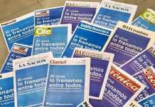 "Al virus lo frenamos entre todos" en las tapas de todos los diarios del país