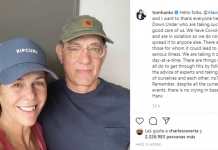 Así lucen Tom Hanks y Rita Wilson con coronavirus y aislados