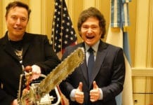 Video: el Presidente Milei se encontró con Elon Musk en Washington y le regaló una motosierra