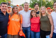 Orrego y los candidatos del frente Por San Juan recorrieron Capital, instando a los sanjuaninos a ir a votar