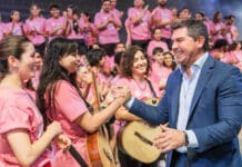Orrego presenció el ensayo del show central de la Fiesta Nacional del Sol