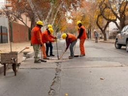 Empezaron a pavimentar calle Caseros
